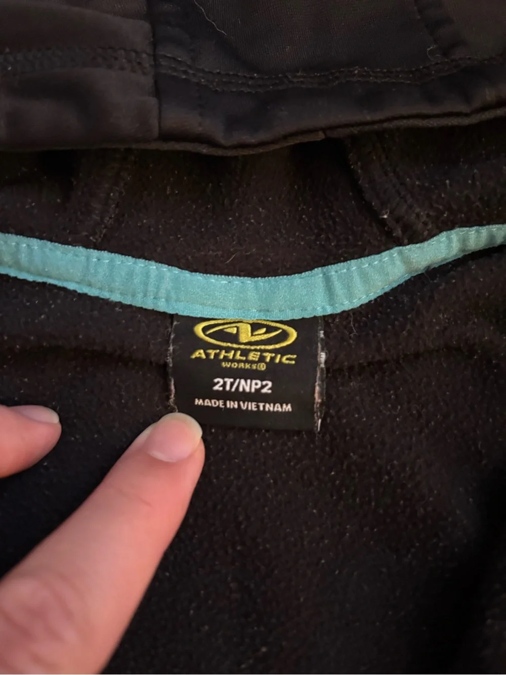 Athletic Works Black Hoodie with Teal Accent Stripe